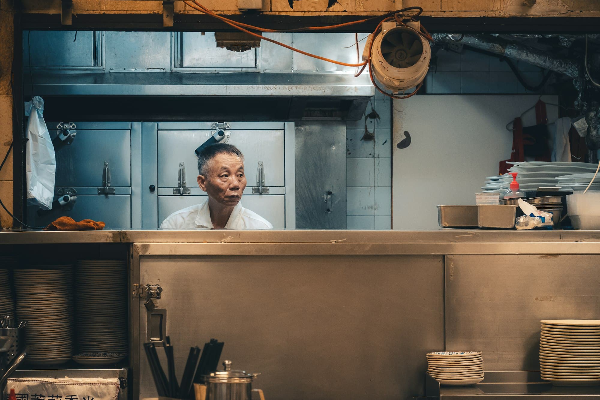 A restaurant owner in the kitchen